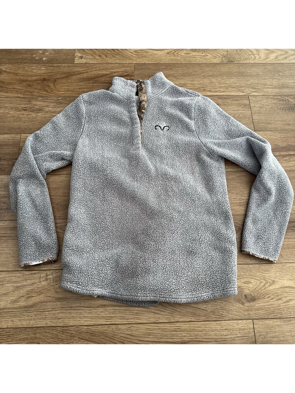 Realtree Colosseum Womens L Gray Fleece Camo Pullover